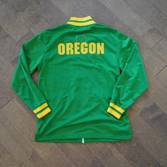 Nike Oregon DUCKS Track & Field STEVE PREFONTAINE Zip Up Jacket Mens XL Green - Picture 2 of 10